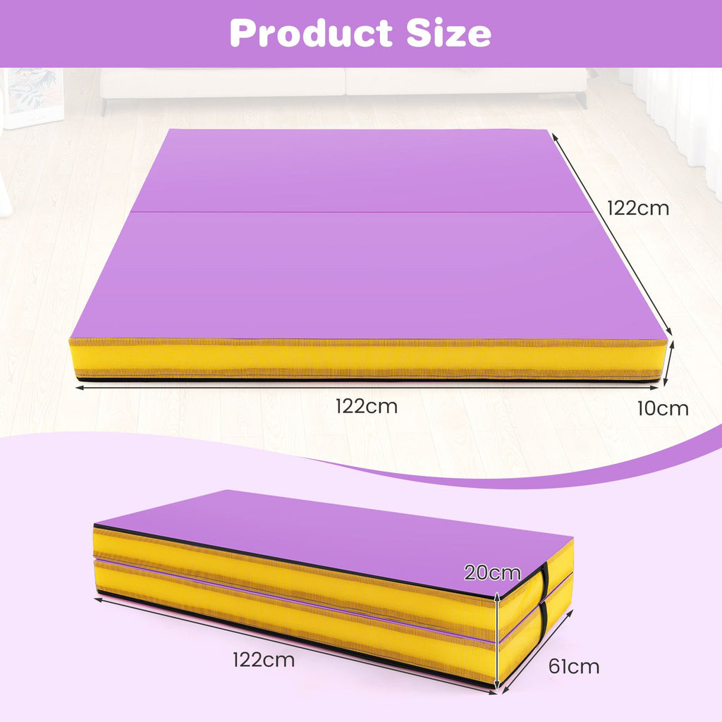 Folding Gymnastic Mat with PU Leather Cover and Carrying Handles