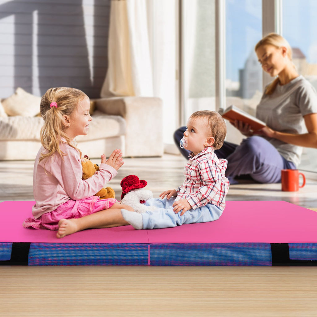 Folding Gymnastic Mat with PU Leather Cover and Carrying Handles