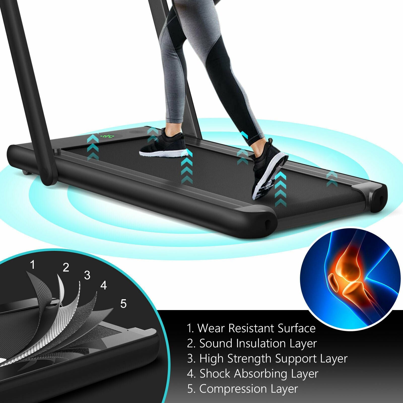 1-12Kph Folding Electric Treadmill with Bluetooth Capability