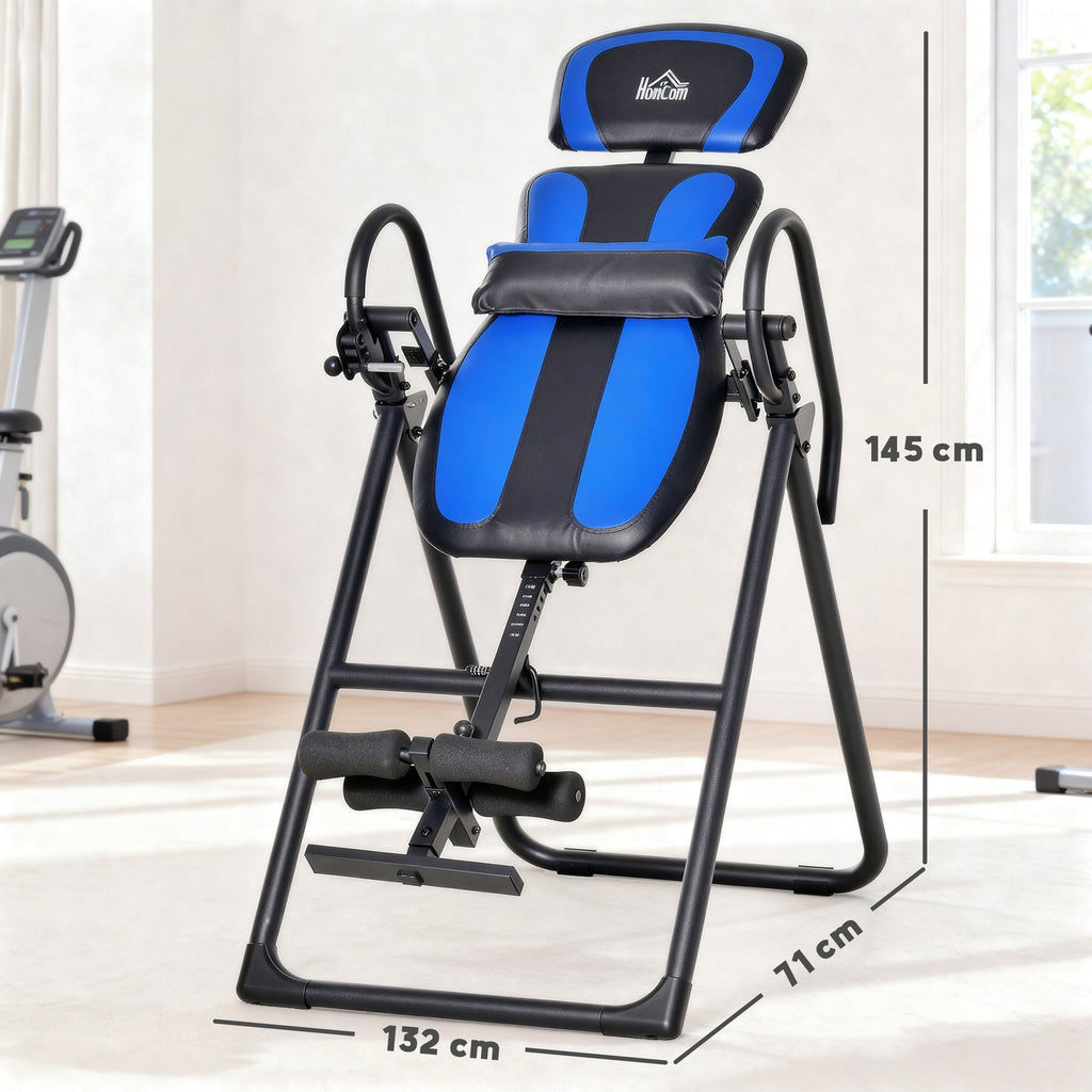 Foldable Gravity Inversion Table, Fitness Bench W/ Soft Ankle Cushions for Home