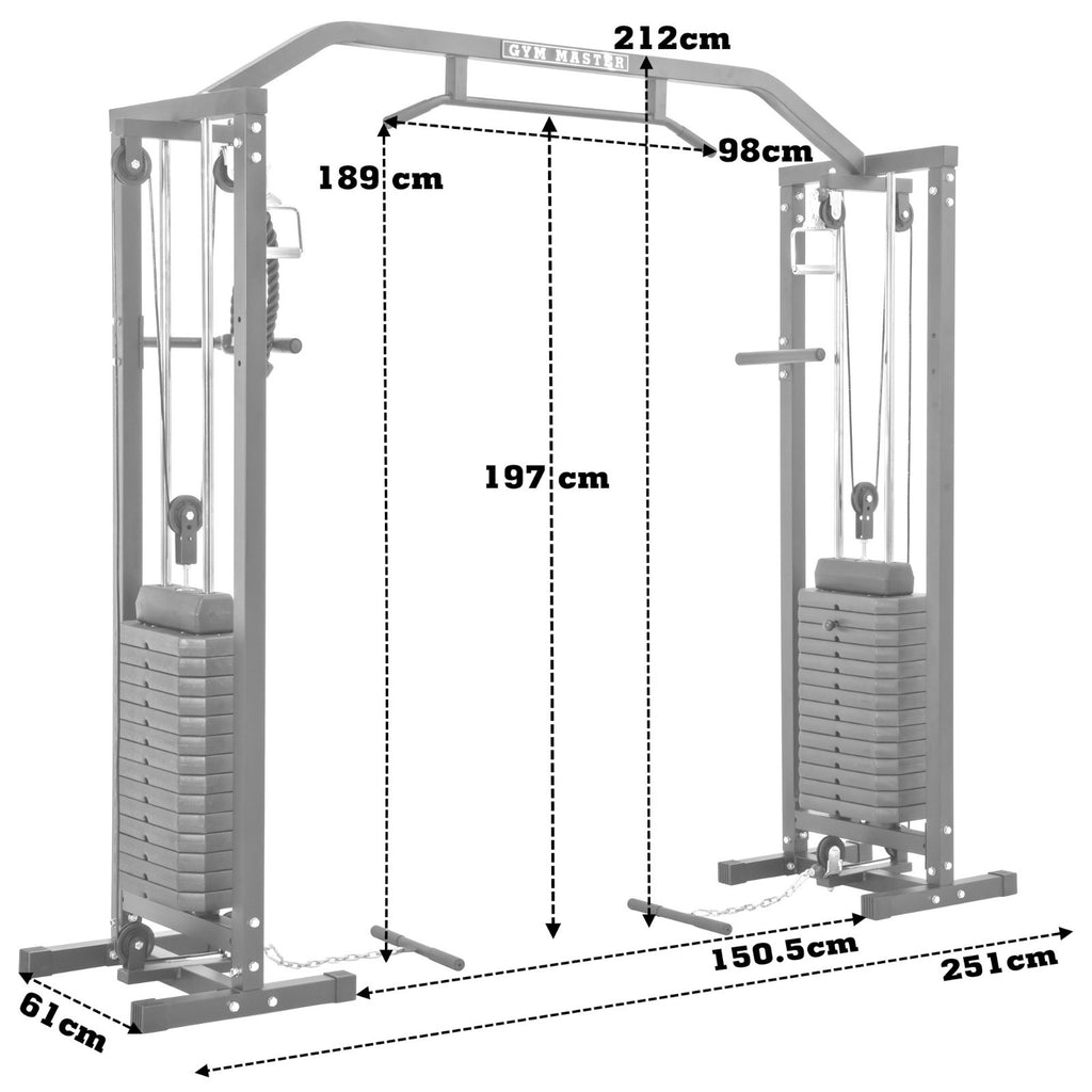 GYM MASTER 180Kg Cable Crossover Machine Equipment Pull up Multi Station Cage