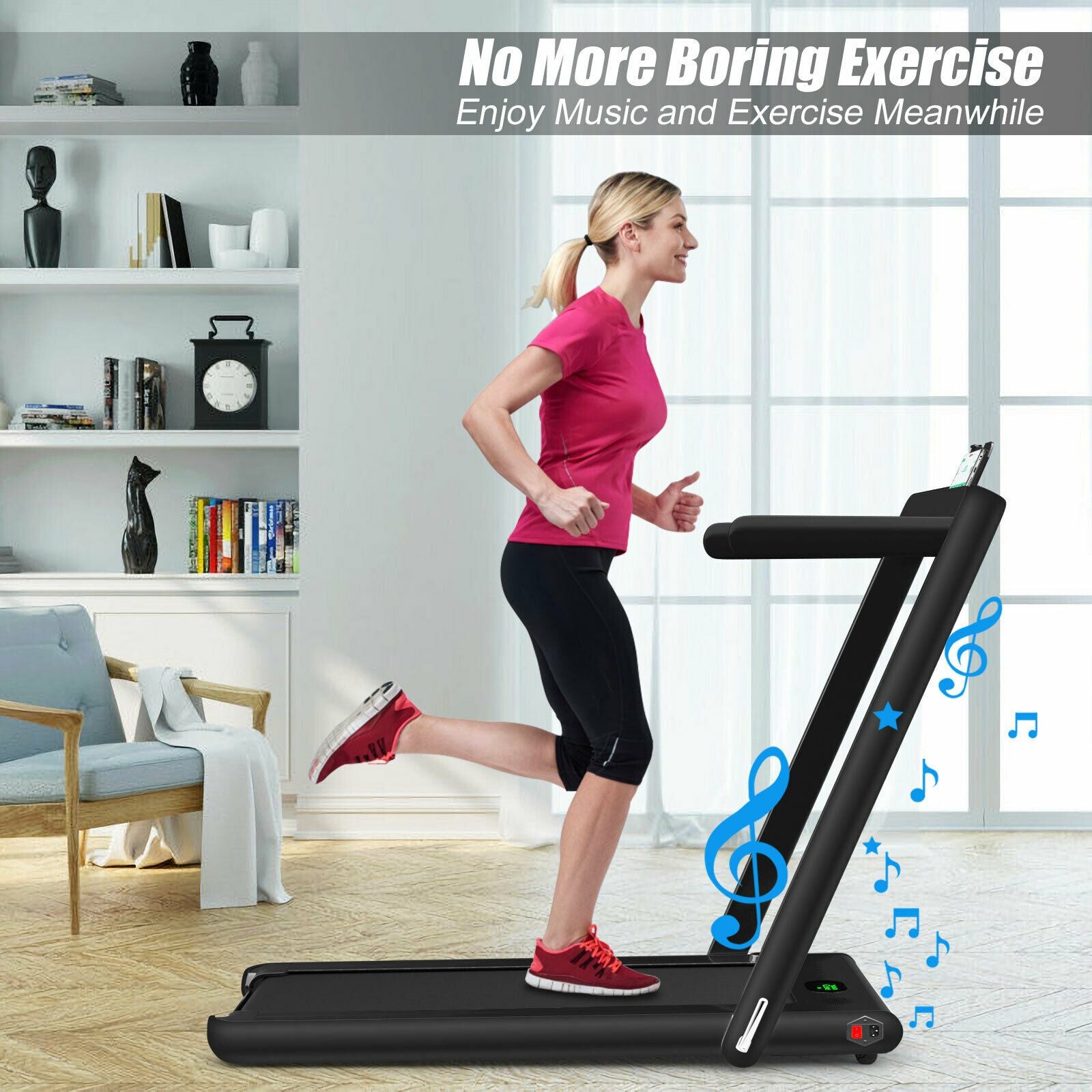 1-12Kph Folding Electric Treadmill with Bluetooth Capability